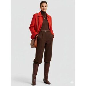 NWT Talbots Long Sleeve Wool Blend Button Down Blazer Jacket Red Women's Size 4